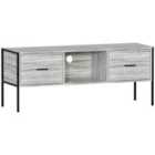 Vida Designs Brooklyn Tv Cabinet Unit Stand 2 Drawer Storage Industrial Style, Grey