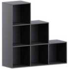 Vida Designs Durham 6 Cube Staircase Storage Bookcase Freestanding Shelving Display Unit, Black