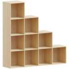 Vida Designs Durham 10 Cube Staircase Storage Bookcase Freestanding Shelving Display Unit, Oak