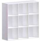 Vida Designs Durham 9 Cube Storage Bookcase Shelving Display Unit, White & Set Of 5 Cube Storage Basket, Grey