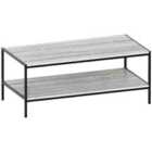 Vida Designs Brooklyn Coffee Table 2 Tier Shelf Display Industrial Style Living Room Furniture, Grey