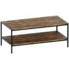 Vida Designs Brooklyn Coffee Table 2 Tier Shelf Display Industrial Style Living Room Furniture, Dark Wood