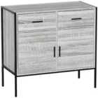 Vida Designs Brooklyn 2 Door 2 Drawer Sideboard Industrial Storage Cabinet Cupboard Buffett, Grey