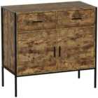 Vida Designs Brooklyn 2 Door 2 Drawer Sideboard Industrial Storage Cabinet Cupboard Buffett, Dark Wood