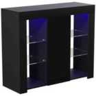 Vida Designs Azura 1 Door LED Sideboard Large Storage Cabinet Cupboard Buffett, Black