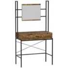 Vida Designs Brooklyn 1 Drawer Dressing Table Industrial Style Makeup Vanity Desk Dresser, Dark Wood