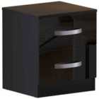 Vida Designs Hulio 2 Drawer Bedside Table Cabinet Chest High Gloss Bedroom Furniture, Black