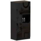Vida Designs Hulio Double Door Wardrobe 2 Door Hanging Rail Shelf Storage High Gloss Bedroom Furniture, Black