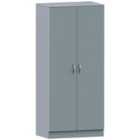 Vida Designs Riano Double Door Wardrobe 2 Door Hanging Rail Shelf Storage Bedroom Furniture, Grey
