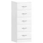 Vida Designs Riano 5 Drawer Narrow Chest Of Drawers Clothes Storage Bedroom Furniture, White