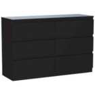 Vida Designs Denver 6 Drawer Chest Of Drawers Handle Free Modern Bedroom Furniture, Black