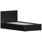 Vida Designs Lisbon 3Ft Single Faux Leather Ottoman Bed, Black, 90 X 190 Cm