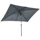 Outsunny 3x2m Patio Parasol Garden Umbrellas Canopy with Aluminum Tilt Crank - Dark Grey
