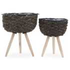 Interiors by PH Lentigo Set Of Two Black Planters