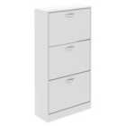 Vida Designs 3 Drawer Shoe Cabinet Flip Drawer Storage Cupboard, White