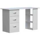 Vida Designs Mason Computer Desk 3 Drawer 3 Shelf Storage Home Office, White