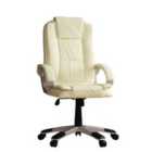 Vida Designs Charlton Executive Office Chair Gaming Computer Height Adjustable Swivel Faux Leather, Cream