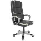 Vida Designs Henderson Executive Office Chair Gaming Computer Height Adjustable Swivel Faux Leather, Black & White