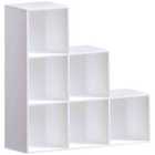 Vida Designs Durham 6 Cube Staircase Storage Bookcase Freestanding Shelving Display Unit, White