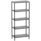 Vida Designs Brooklyn 5 Tier Bookcase Industrial Style Freestanding Display Shelving Unit, Grey