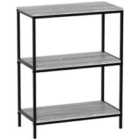 Vida Designs Brooklyn 3 Tier Bookcase Industrial Style Freestanding Display Shelving Unit, Grey