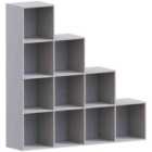 Vida Designs Durham 10 Cube Staircase Storage Bookcase Freestanding Shelving Display Unit, Grey