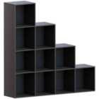 Vida Designs Durham 10 Cube Staircase Storage Bookcase Freestanding Shelving Display Unit, Black