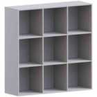 Vida Designs Durham 9 Cube Storage Bookcase Freestanding Shelving Display Unit, Grey