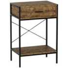 Vida Designs Brooklyn 1 Drawer Console Table With Shelf Industrial Hallway Entryway Furniture, Dark Wood