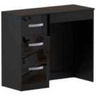 Vida Designs Hulio Dressing Table 3 Drawer Vanity Make Up Desk High Gloss Furniture, Black