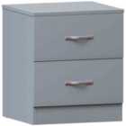 Vida Designs Riano 2 Drawer Bedside Table Cabinet Chest Modern Bedroom Furniture,, Grey