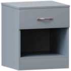 Vida Designs Riano 1 Drawer Bedside Table Cabinet Chest Modern Bedroom Furniture,, Grey
