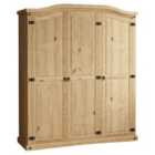 Vida Designs Corona 3 Door Solid Pine Wood Wardrobe With Hanging Rail & Storage Shelf