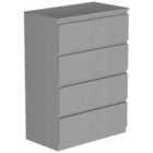 Vida Designs Denver 4 Drawer Chest Of Drawers Handle Free Modern Bedroom Furniture, Grey
