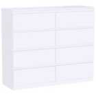 Vida Designs Denver 8 Drawer Chest Of Drawers Handle Free Modern Bedroom Furniture, White