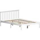 Vida Designs Milan 4Ft6 Double Wood Bed Solid Pine, Low Foot End, White, 135 X 190 Cm