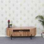 York Natural Solid Wood Tv Cabinet With Metal Legs