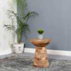 Merlin Solid Wood Round Side Table Mushroom Style