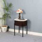 Luxor Mango Wood Bedside Table With Marble Top & Metal Legs