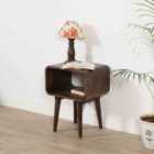 Franklin Dark Mango Wood Bedside Open Curve Edges Table