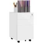 Vinsetto 3-drawer Filing Cabinet W/ Removable Pencil Tray Lockable File Cabinet White