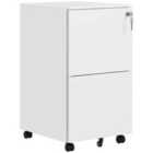 Vinsetto 2-drawer Vertical Filing Cabinet W/ Removable Pencil Tray Lockable File Cabinet White