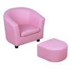 HOMCOM HOMCOM Kids Mini Sofa Children Armchair With Ottoman, Pink