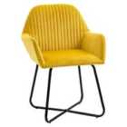 HOMCOM Modern Accent Chair Velvet-feel Upholstered Lounge Armchair, Yellow