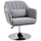 HOMCOM Stylish Retro Linen Swivel Tub Chair Cushion Wide Seat Light Grey