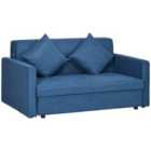 HOMCOM Convertible 2 Seater Sofa Bed With 2 Cushions Storage, Blue