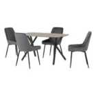 Seconique Athens Rect & Avery Dining Set - Concrete/Grey Velvet
