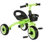 AIYAPLAY Trike With Adjustable Seat Basket Kids Tricycle Green