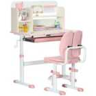 HOMCOM HOMCOM Kids Desk And Chair Set With Storage Shelves, Washable Cover - Pink