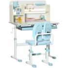 HOMCOM HOMCOM Kids Desk And Chair Set With Storage Shelves, Washable Cover - Blue